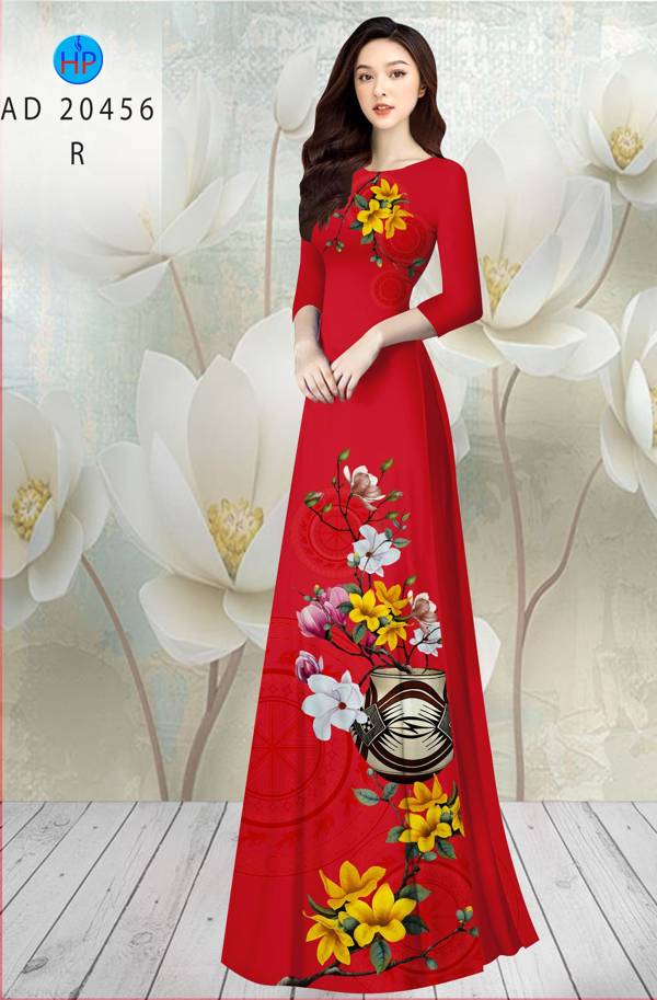 Vải Áo Dài Tết Hoa in 3D AD 20456 40